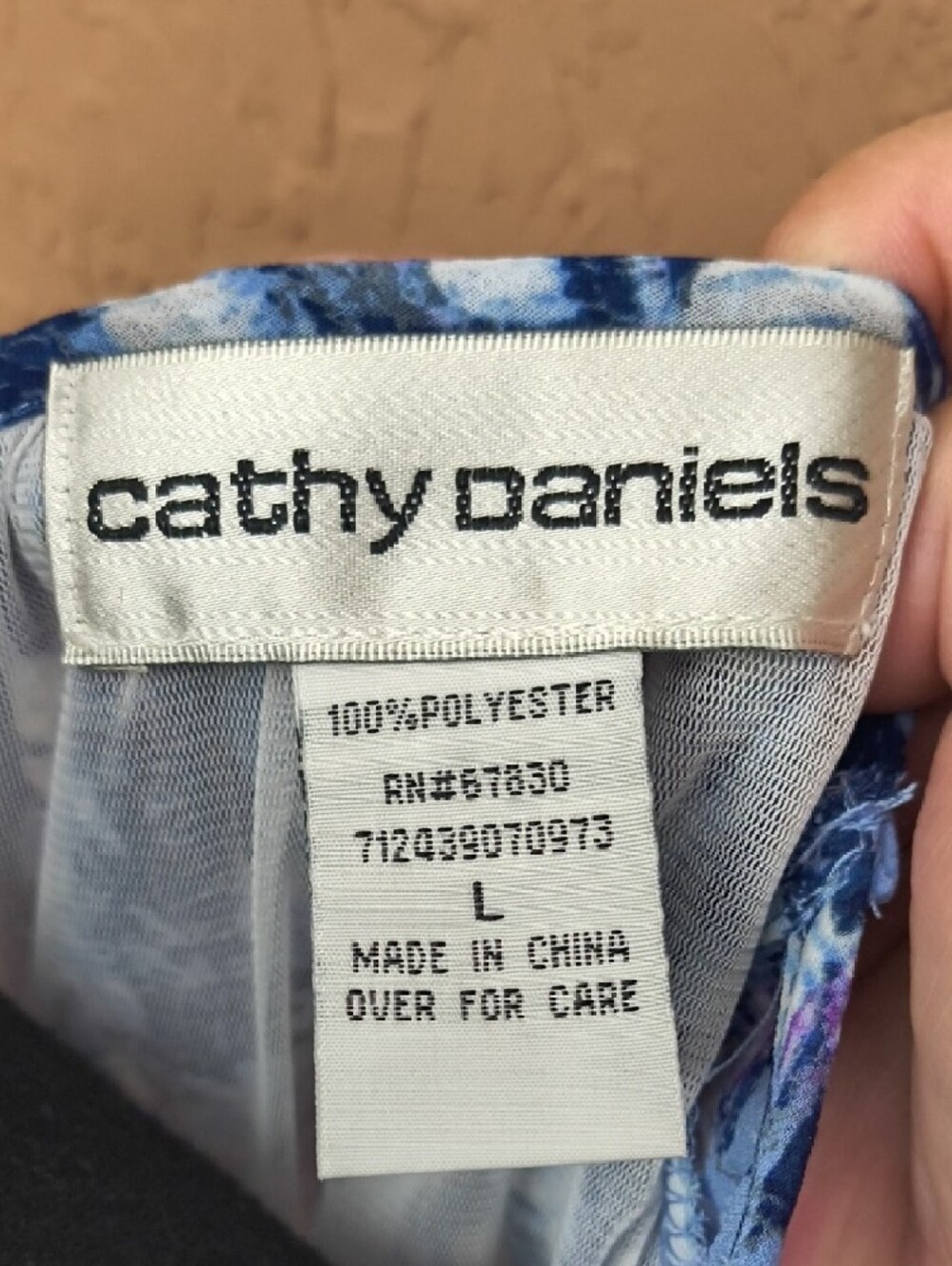 Cathy Daniels Women's Blue Printed Peasant Boho Blouse Size Large - Picture 2 of 7